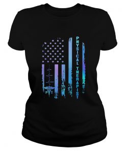 Physical therapist heartbeat american flag independence day  Classic Ladies