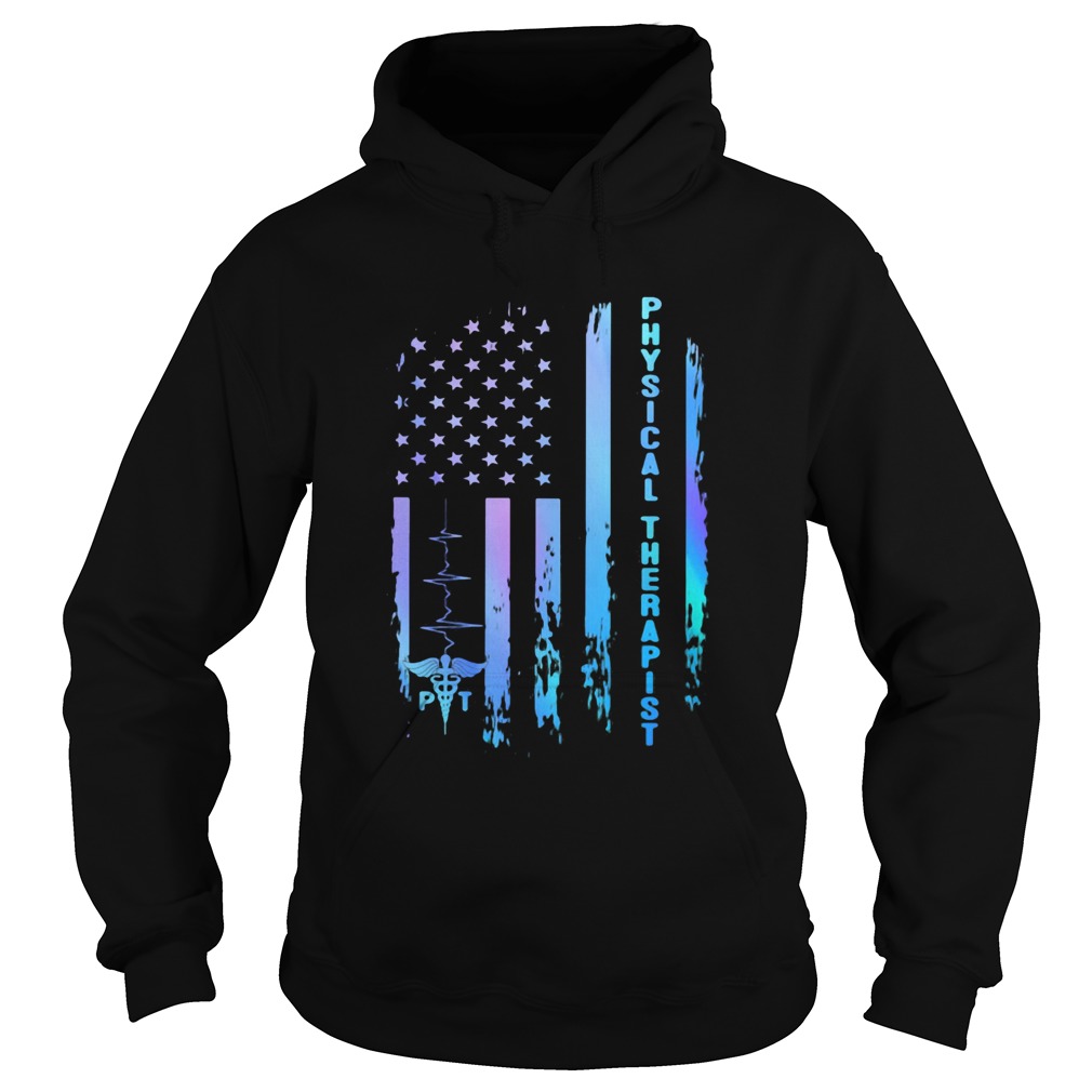 Physical therapist heartbeat american flag independence day Hoodie