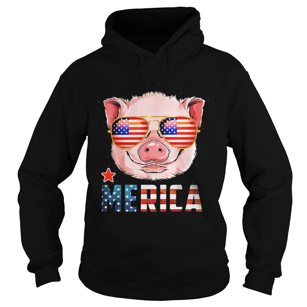 Pig Cute Merica American Flag Star Hoodie