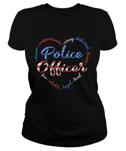 Police Officer American Flag Independence Day Heart  Classic Ladies