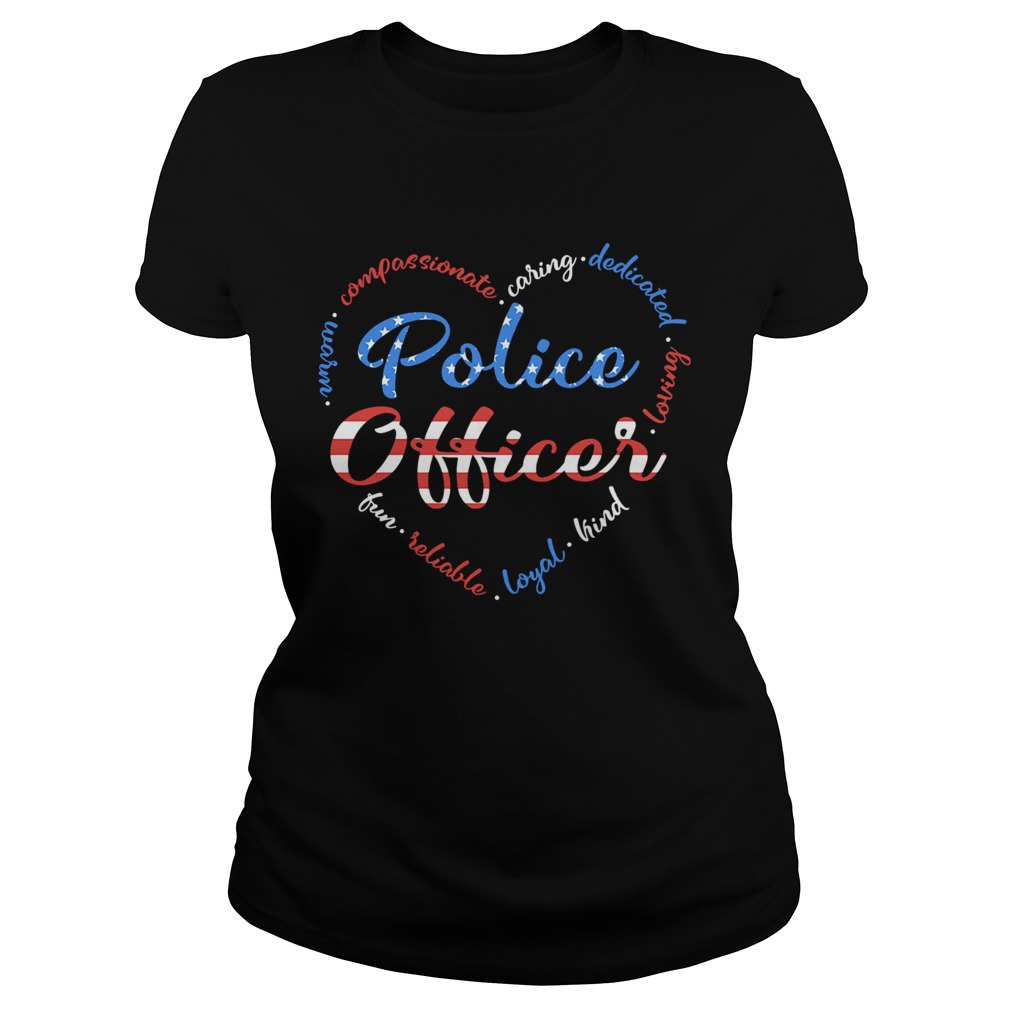 Police Officer American Flag Independence Day Heart  Classic Ladies