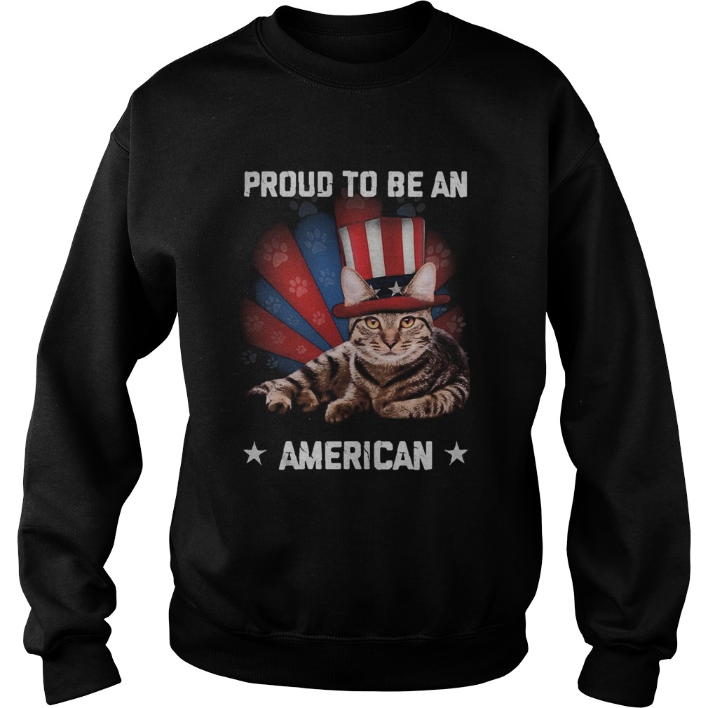 Proud to be a Cat American flag veteran Independence day  Sweatshirt