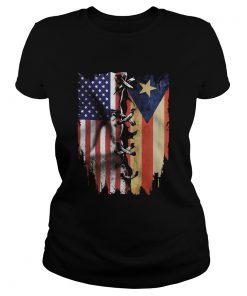 Puerto Rico and American flag veteran Independence Day  Classic Ladies