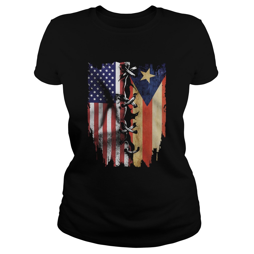 Puerto Rico and American flag veteran Independence Day Classic Ladies