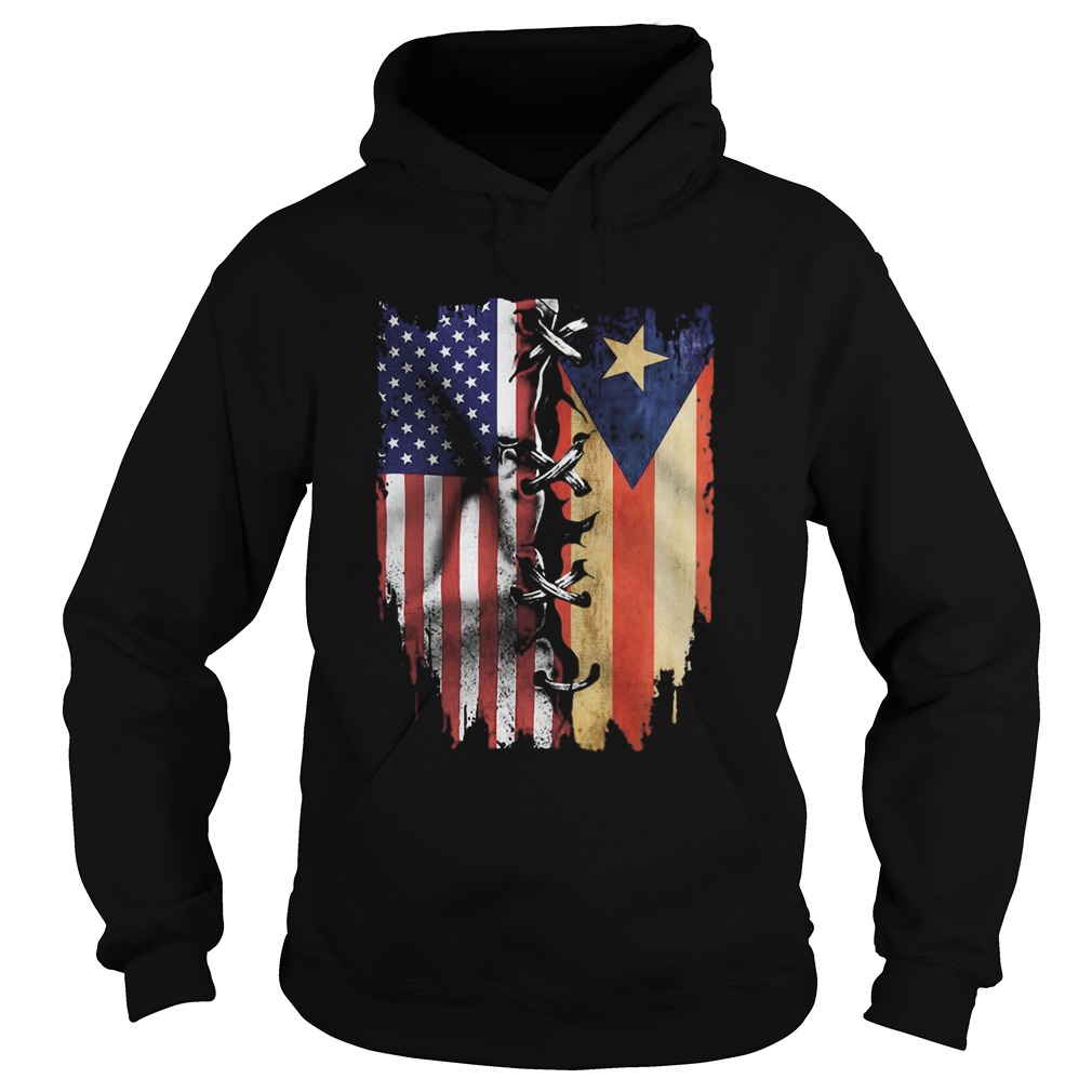 Puerto Rico and American flag veteran Independence Day Hoodie