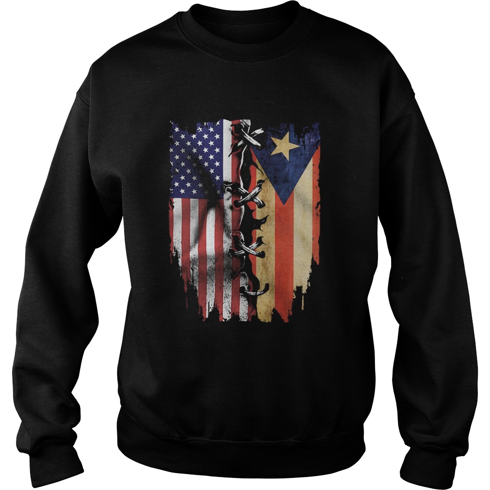 Puerto Rico and American flag veteran Independence Day Sweatshirt