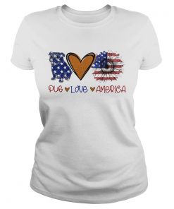 Pug love heart sunflower American flag veteran Independence Day  Classic Ladies