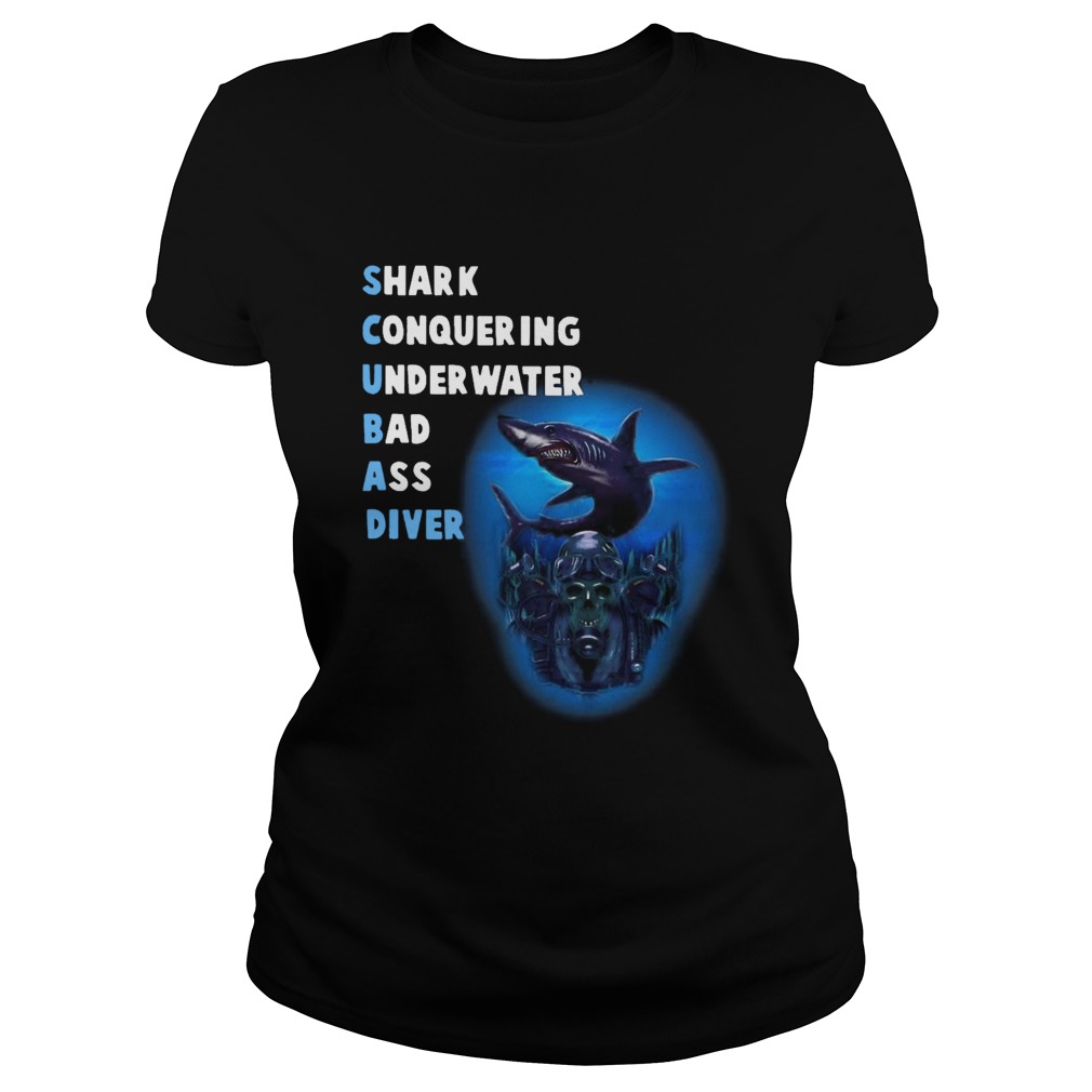 Quality Scuba Shark Conquering Underwater Badass Diver  Classic Ladies