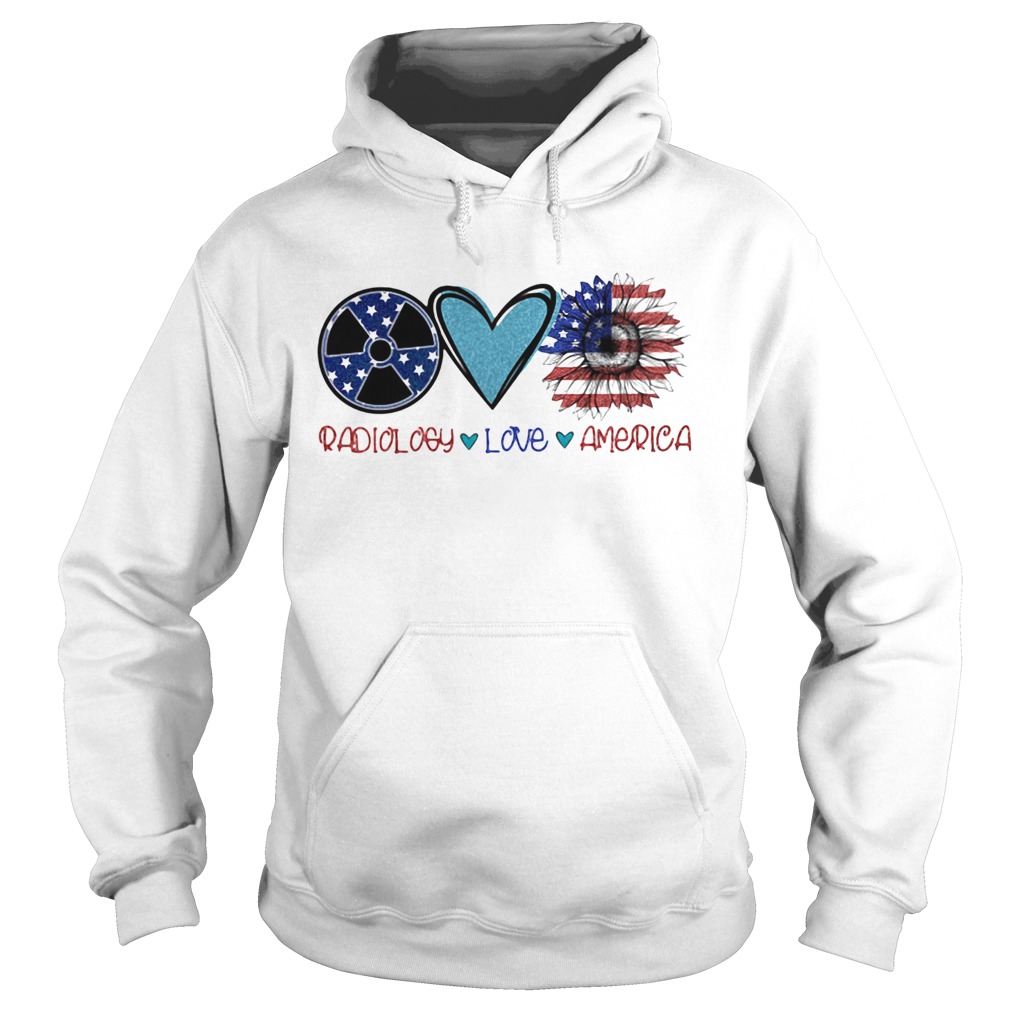 Radiology love heart sunflower American flag veteran Independence Day Hoodie