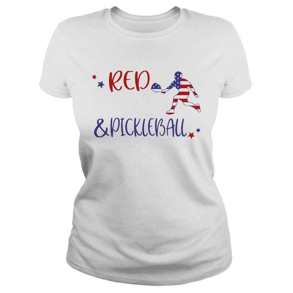 Red And Pickleball American Flag Independence Day Classic Ladies