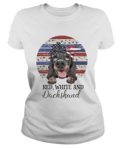 Red white and dachshund american flag independence day vintage retro  Classic Ladies