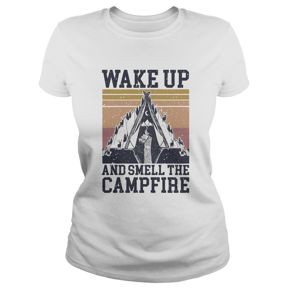 Retro Navy Wake Up And Smell The Campfire Vintage Classic Ladies
