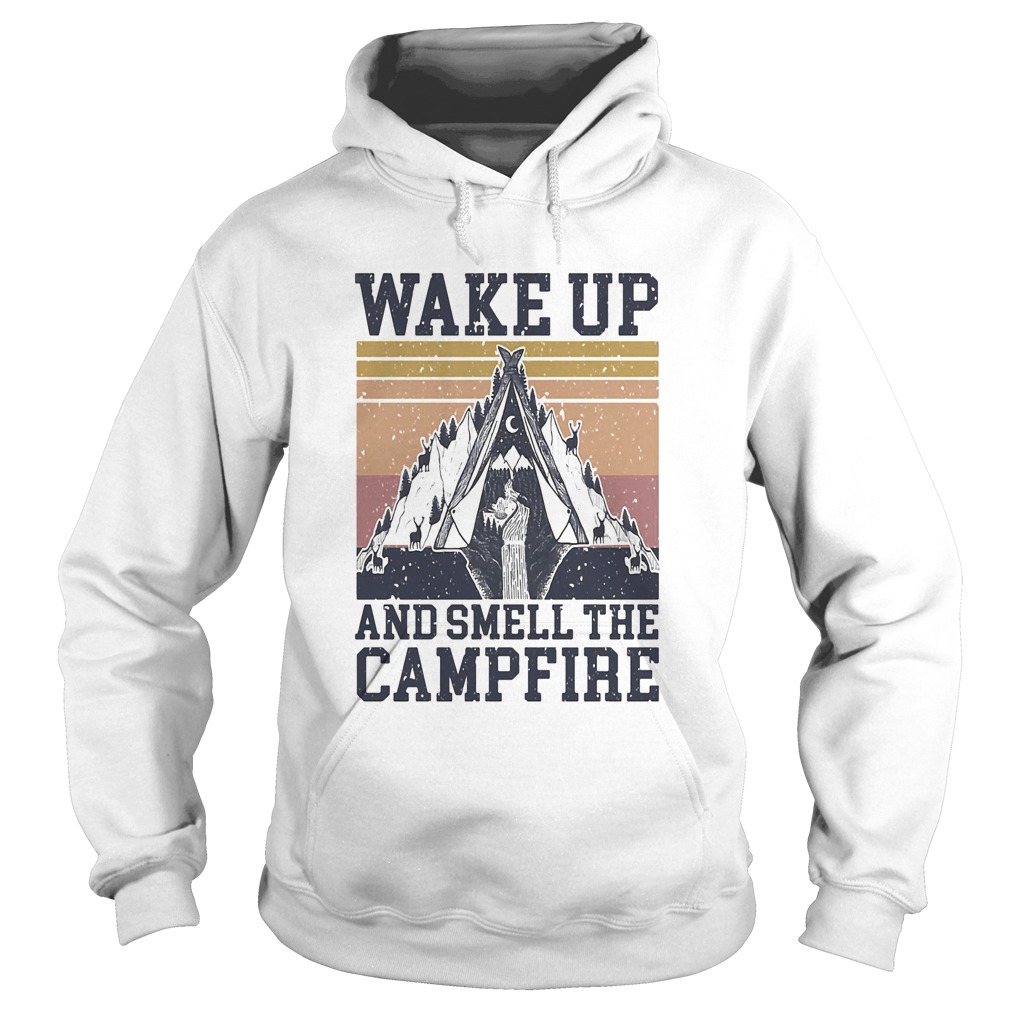 Retro Navy Wake Up And Smell The Campfire Vintage Hoodie