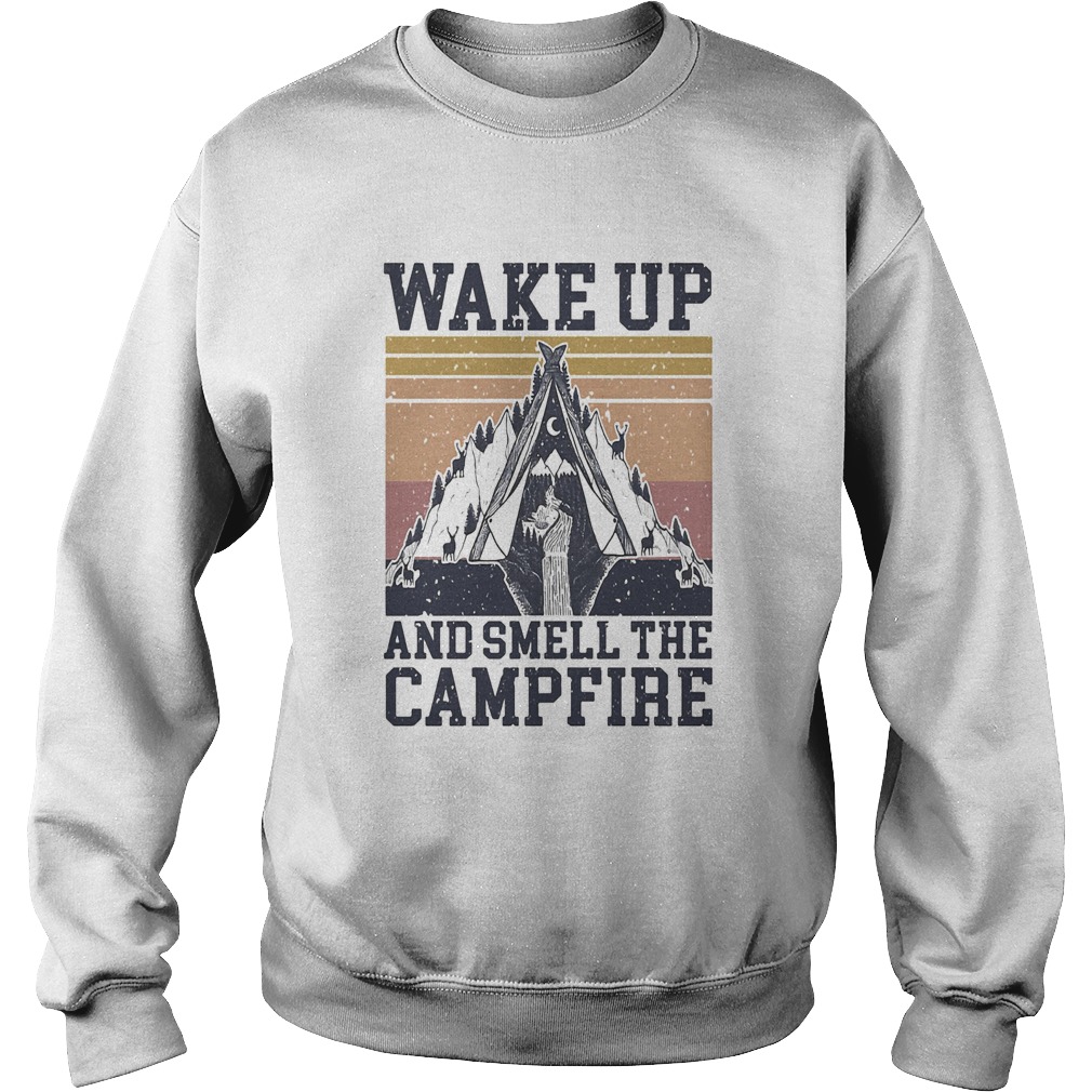 Retro Navy Wake Up And Smell The Campfire Vintage Sweatshirt