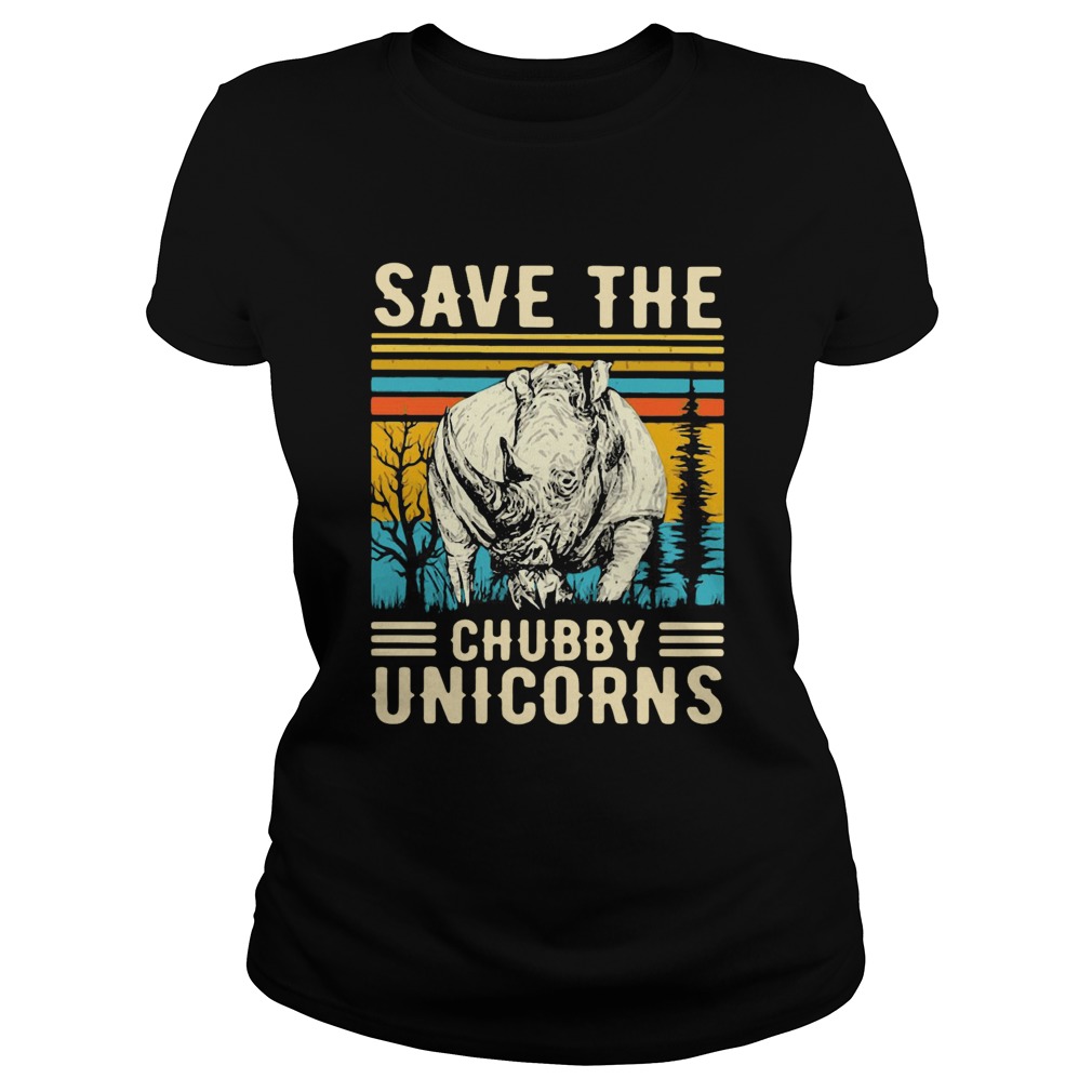 Rhino Save The Chubby Unicorns Vintage Retro  Classic Ladies