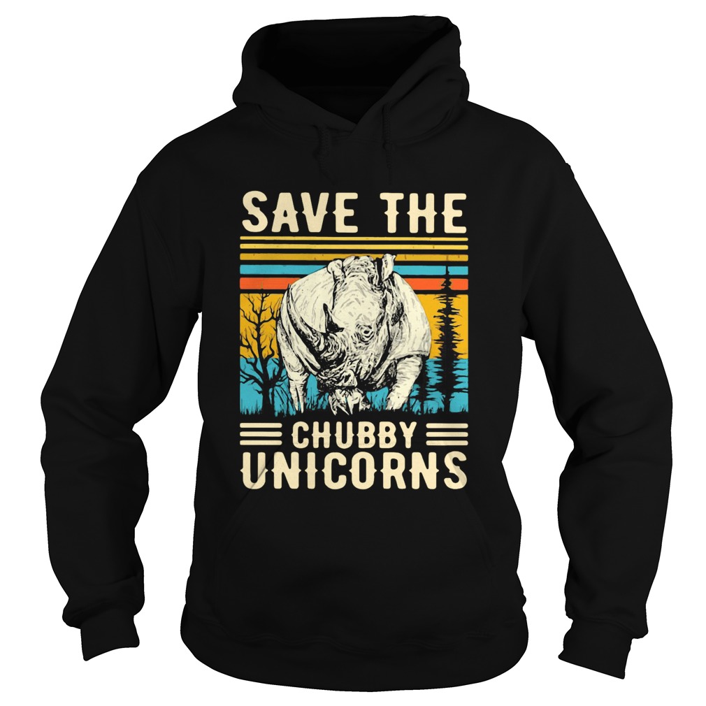 Rhino Save The Chubby Unicorns Vintage Retro  Hoodie