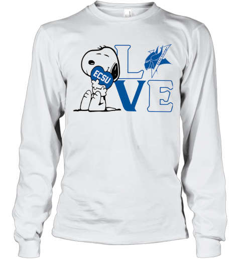 Snoopy Love Ecsu Elizabeth City State University Heart T-Shirt Long Sleeved T-shirt 