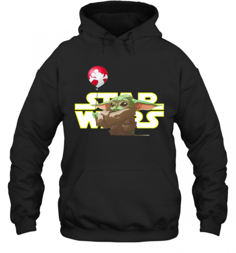 Star Wars Baby Yoda Hand Holding Balloon Mickey Mouse T-Shirt Unisex Hoodie