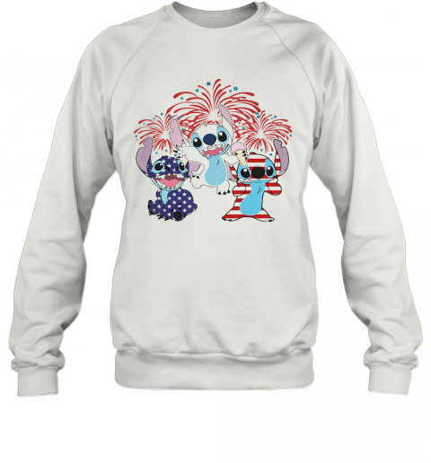 Stitch Firework American Flag Independence Day T-Shirt Unisex Sweatshirt