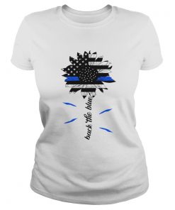 Sunflower American Flag Back The Blue  Classic Ladies
