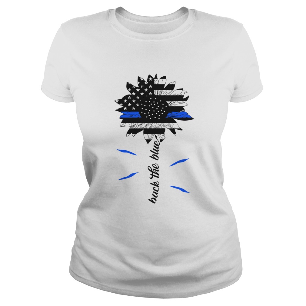 Sunflower American Flag Back The Blue  Classic Ladies