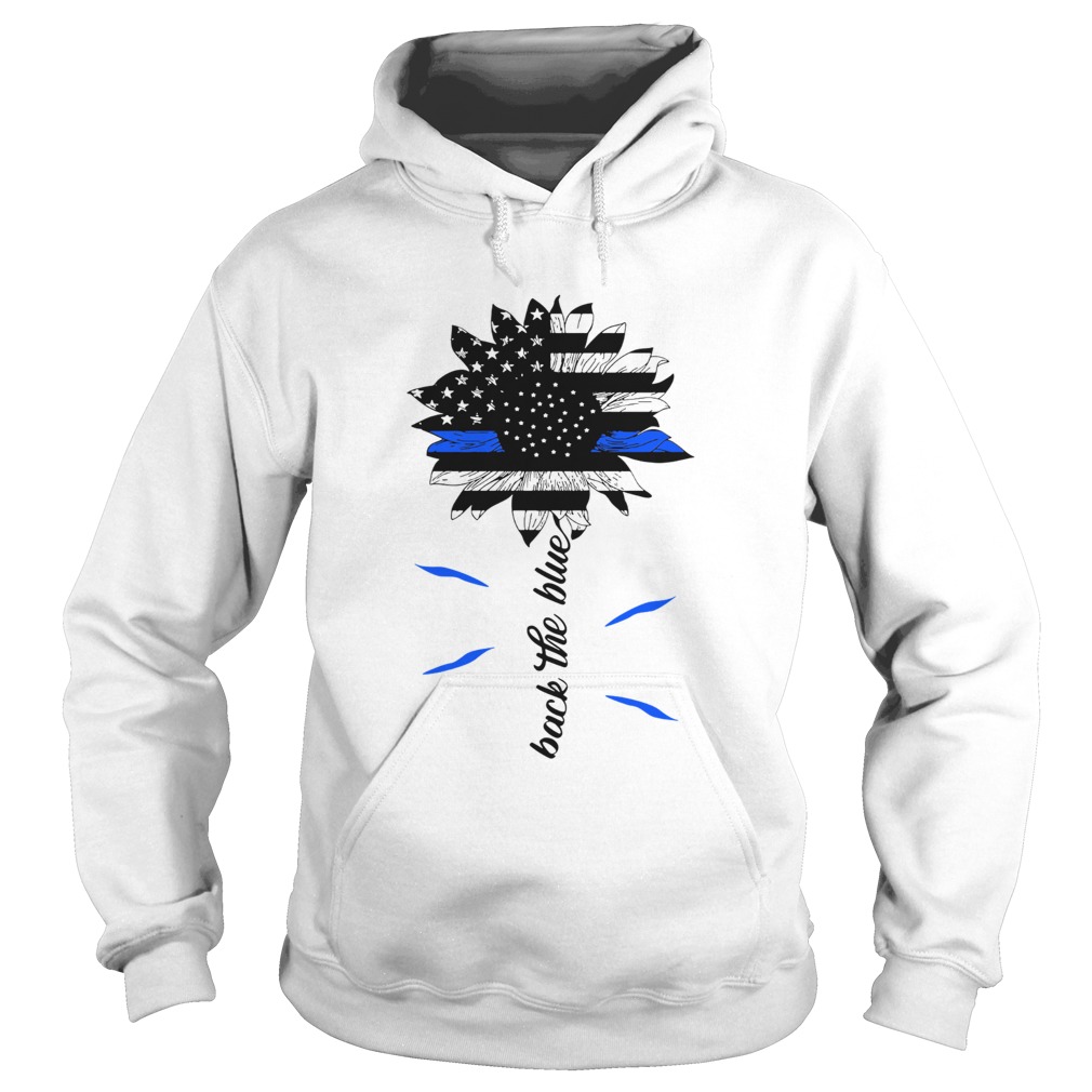 Sunflower American Flag Back The Blue  Hoodie