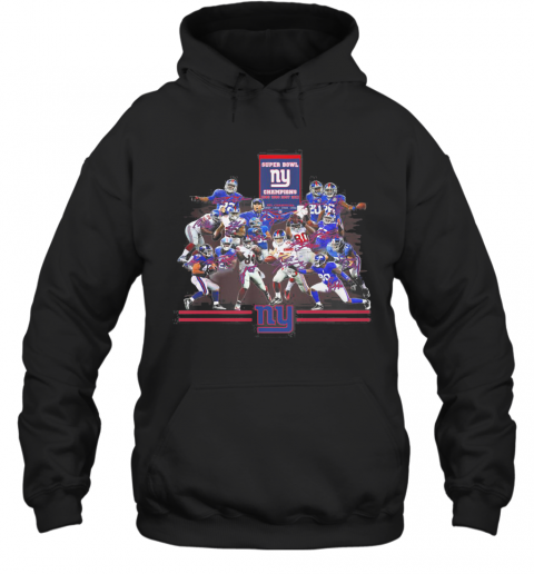 Super Bowl New York Giants Champions Players Signatures T-Shirt Unisex Hoodie