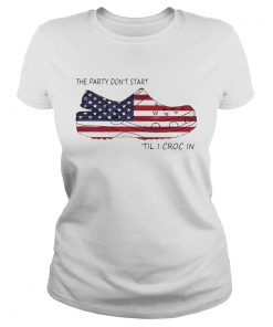 The Party Dont Start Til I Croc In American Flag  Classic Ladies
