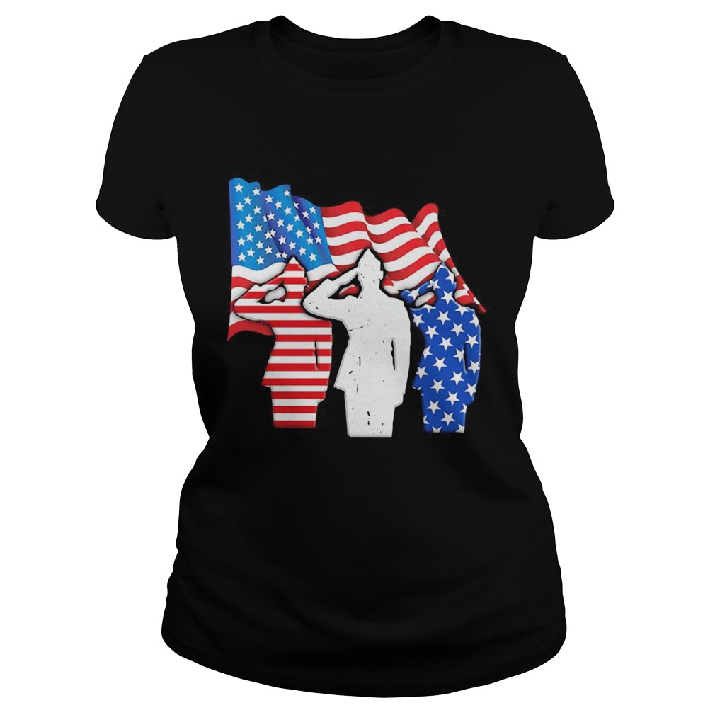The Soldier Salutes American Flag Independence Day Classic Ladies