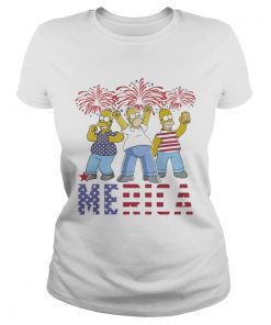 The simpsons merica firework american flag independence day  Classic Ladies