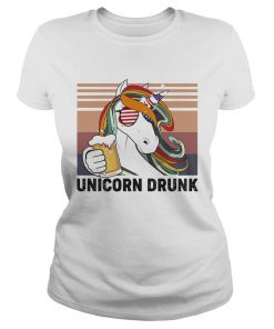 Unicorn drunk american flag independence day vintage retro  Classic Ladies