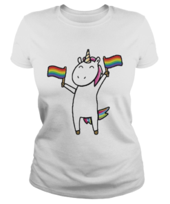Unicorn holding flag lgbt  Classic Ladies