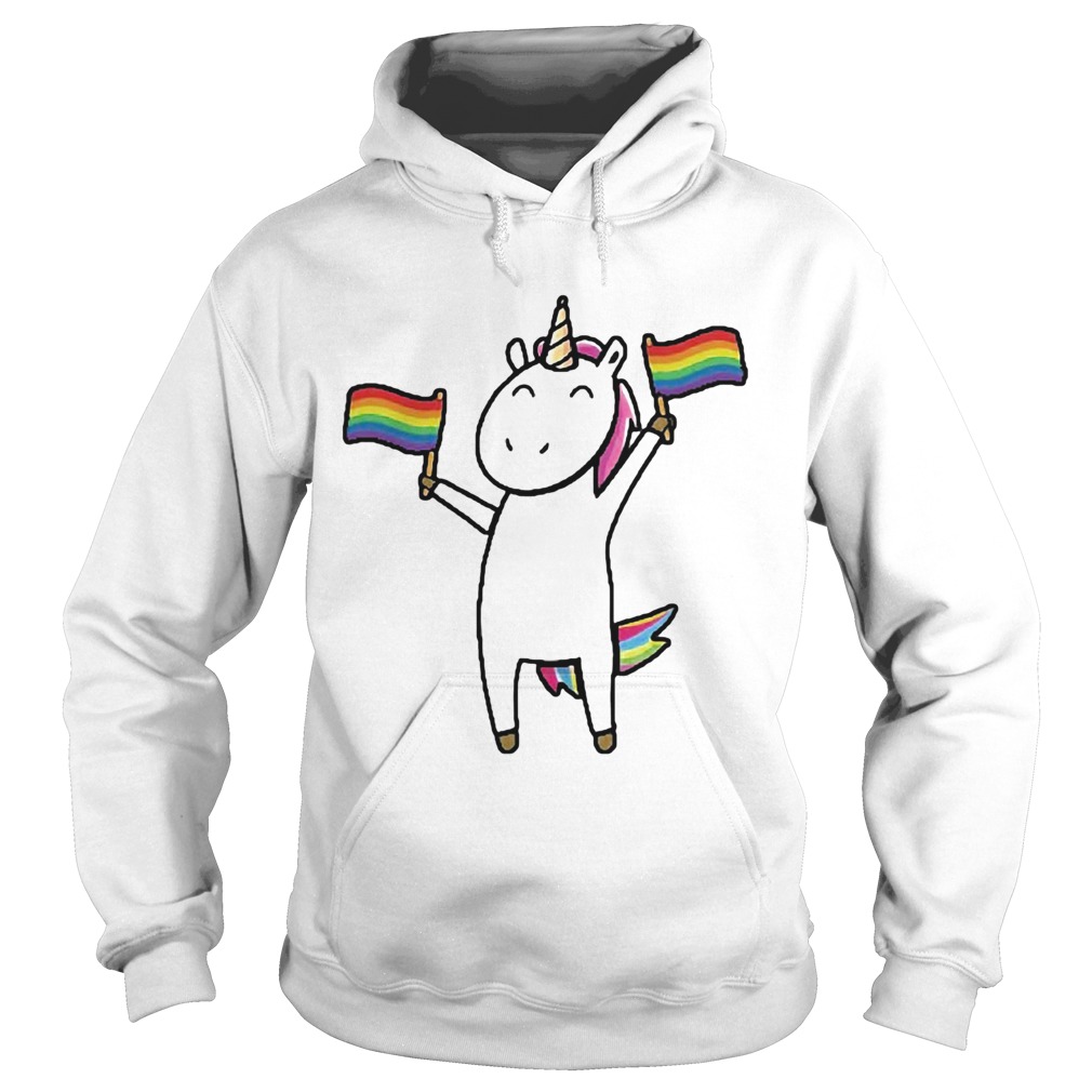 Unicorn holding flag lgbt  Hoodie