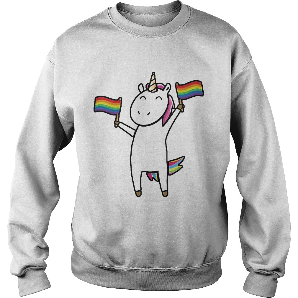 Unicorn holding flag lgbt  Sweatshirt