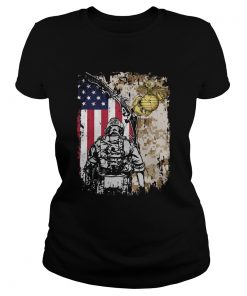 United State Marine Corps American flag veteran Independence day  Classic Ladies