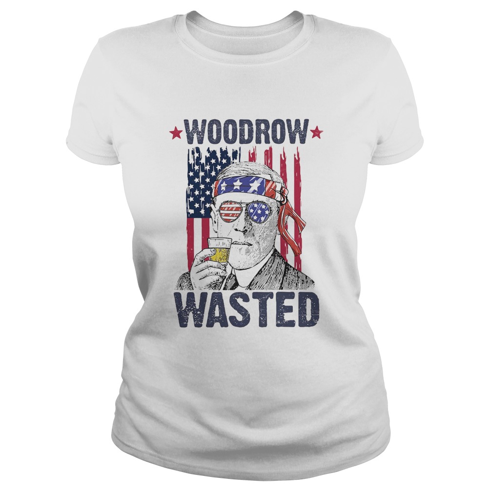 Woodrow wasted wine American flag veteran Independence Day Classic Ladies