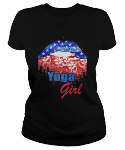 Yoga girl lip American flag veteran Independence day  Classic Ladies