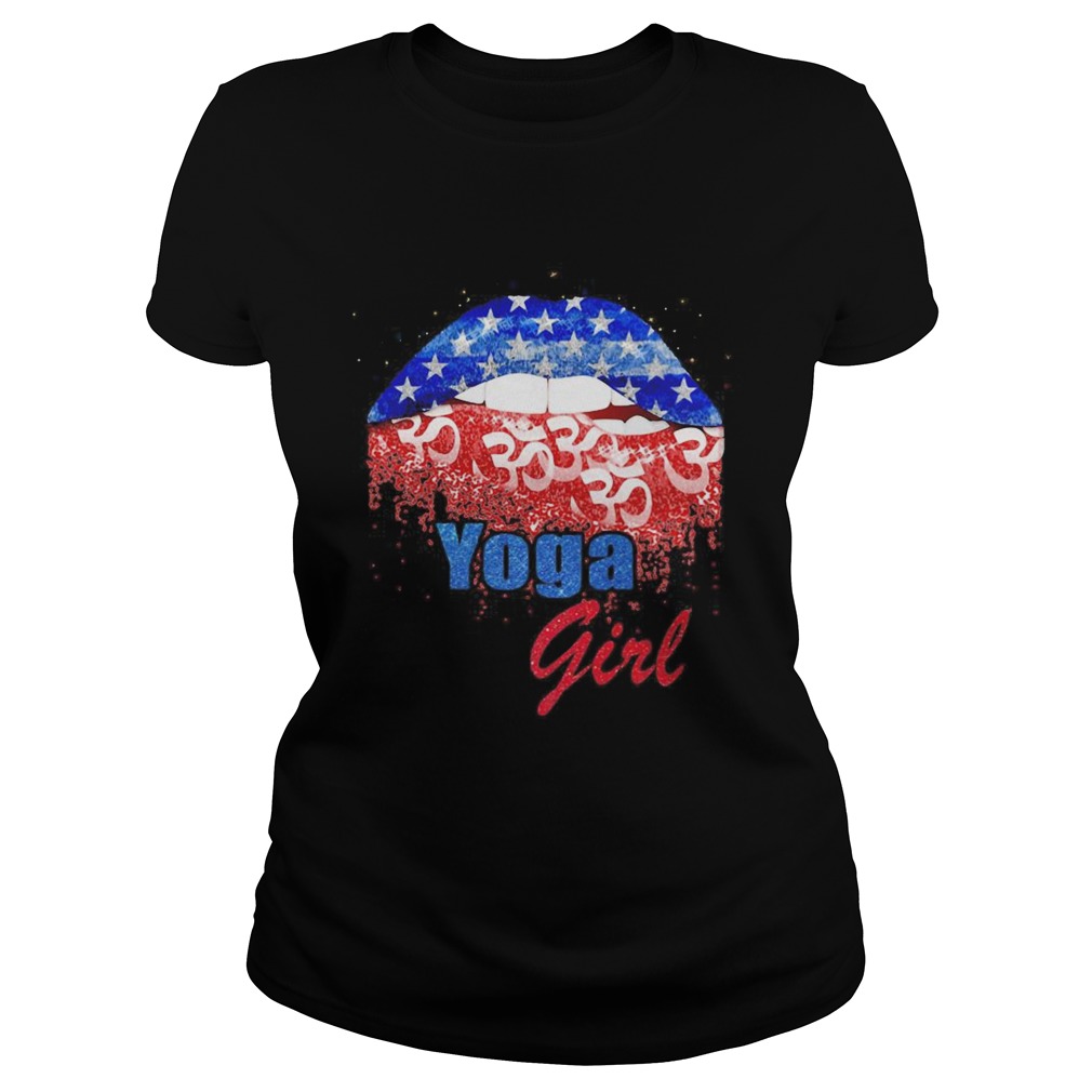 Yoga girl lip American flag veteran Independence day  Classic Ladies