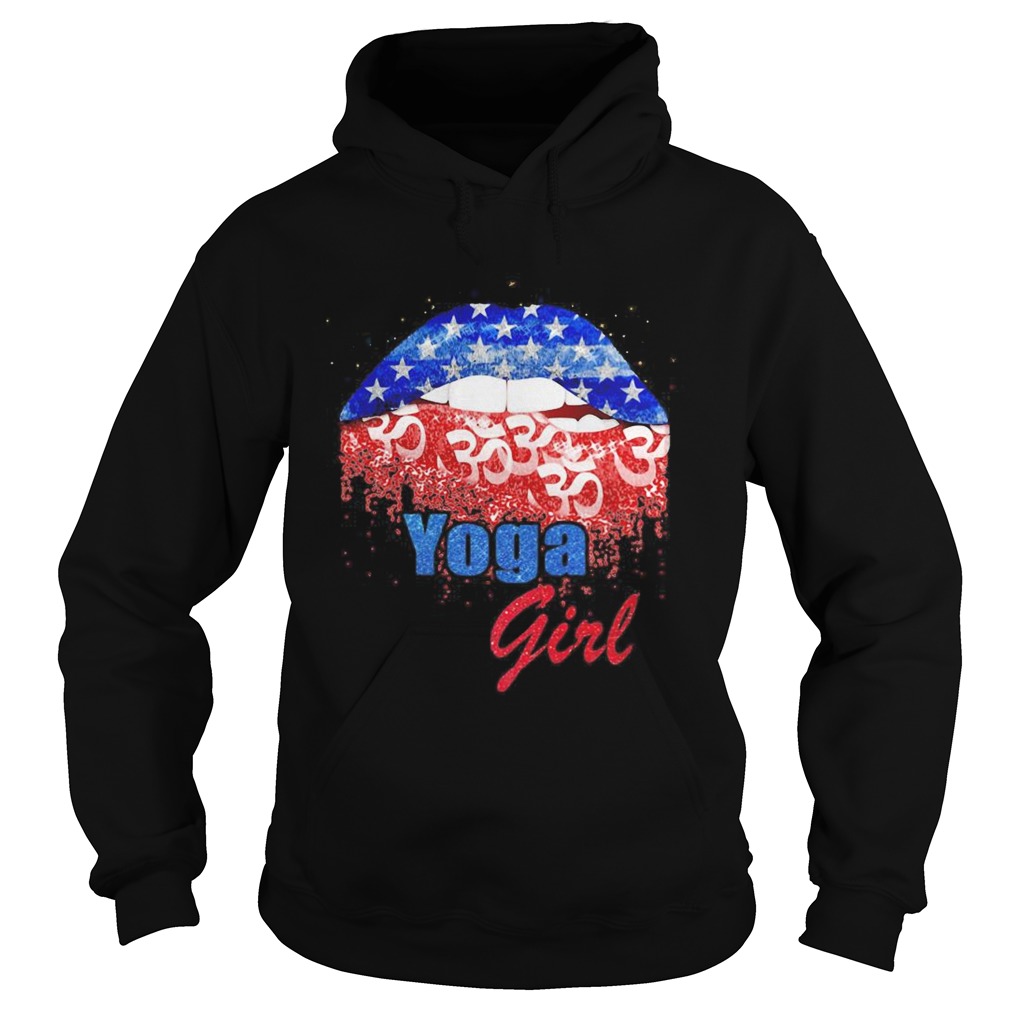 Yoga girl lip American flag veteran Independence day  Hoodie