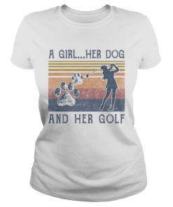 A Girl Her Dog And Her Golf Footprint Vintage Retro  Classic Ladies
