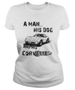 A Man His Dog And His Corvette Car Footprint  Classic Ladies