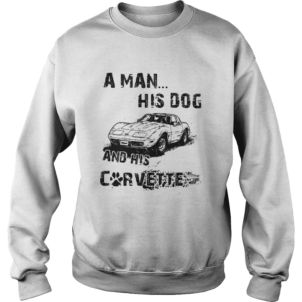 A Man His Dog And His Corvette Car Footprint Sweatshirt