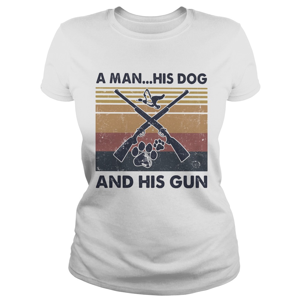 A Man His Dog And His Gun Footprint Vintage Retro Classic Ladies