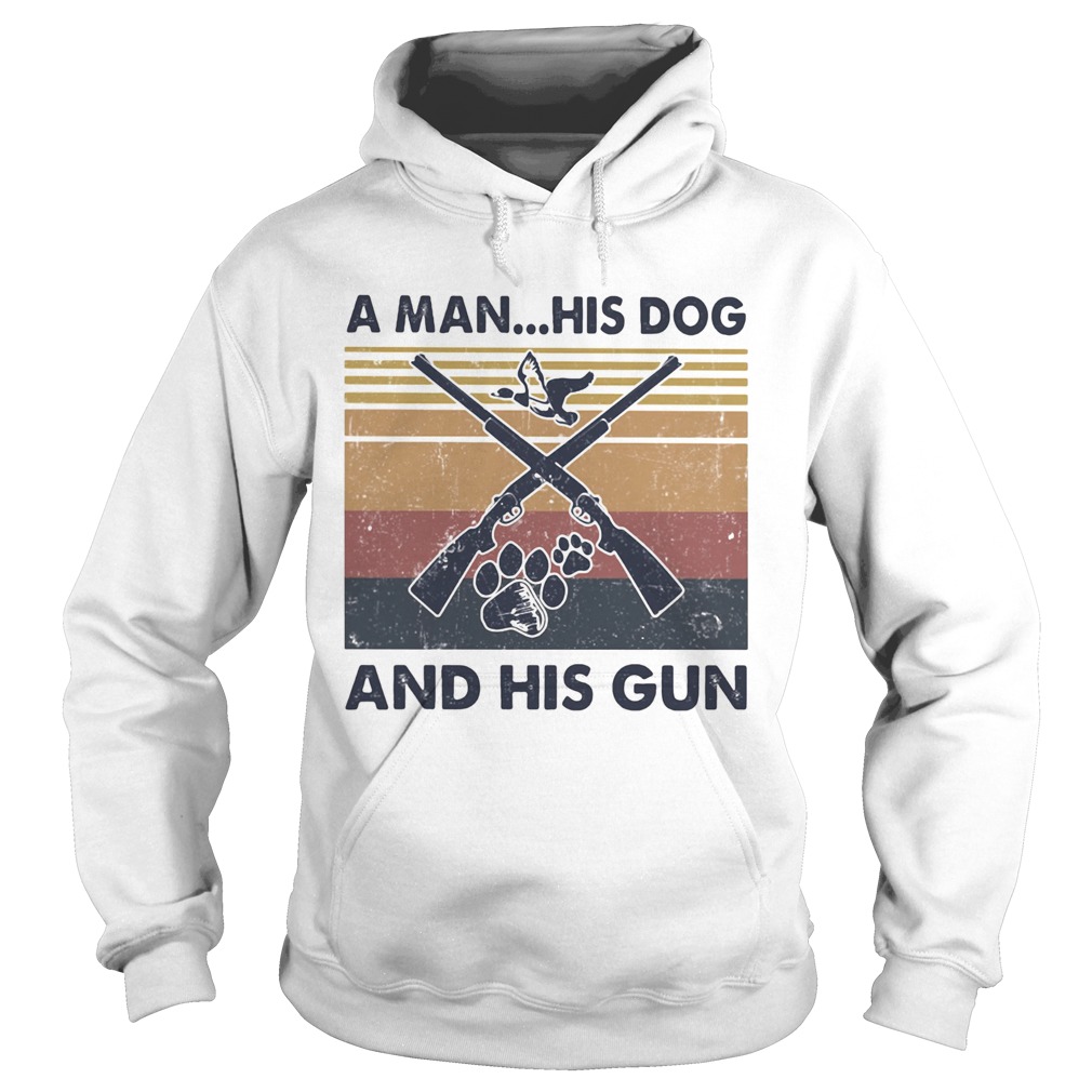 A Man His Dog And His Gun Footprint Vintage Retro Hoodie