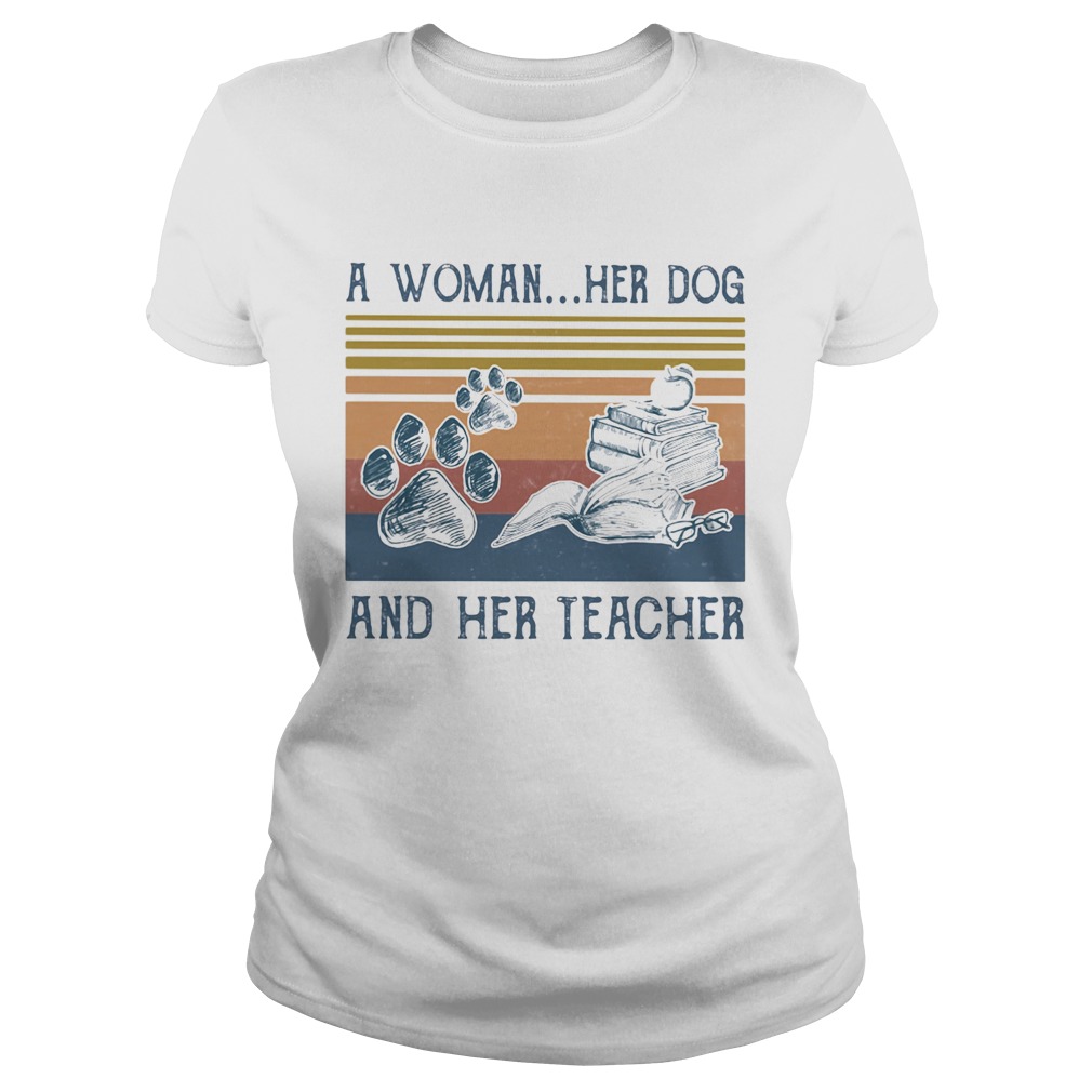 A Woman Her Dog And Her Teacher Footprint Vintage Retro Classic Ladies
