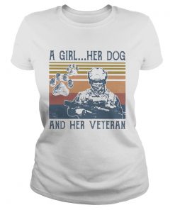 A girl her dog an her veteran footprint vintage retro  Classic Ladies