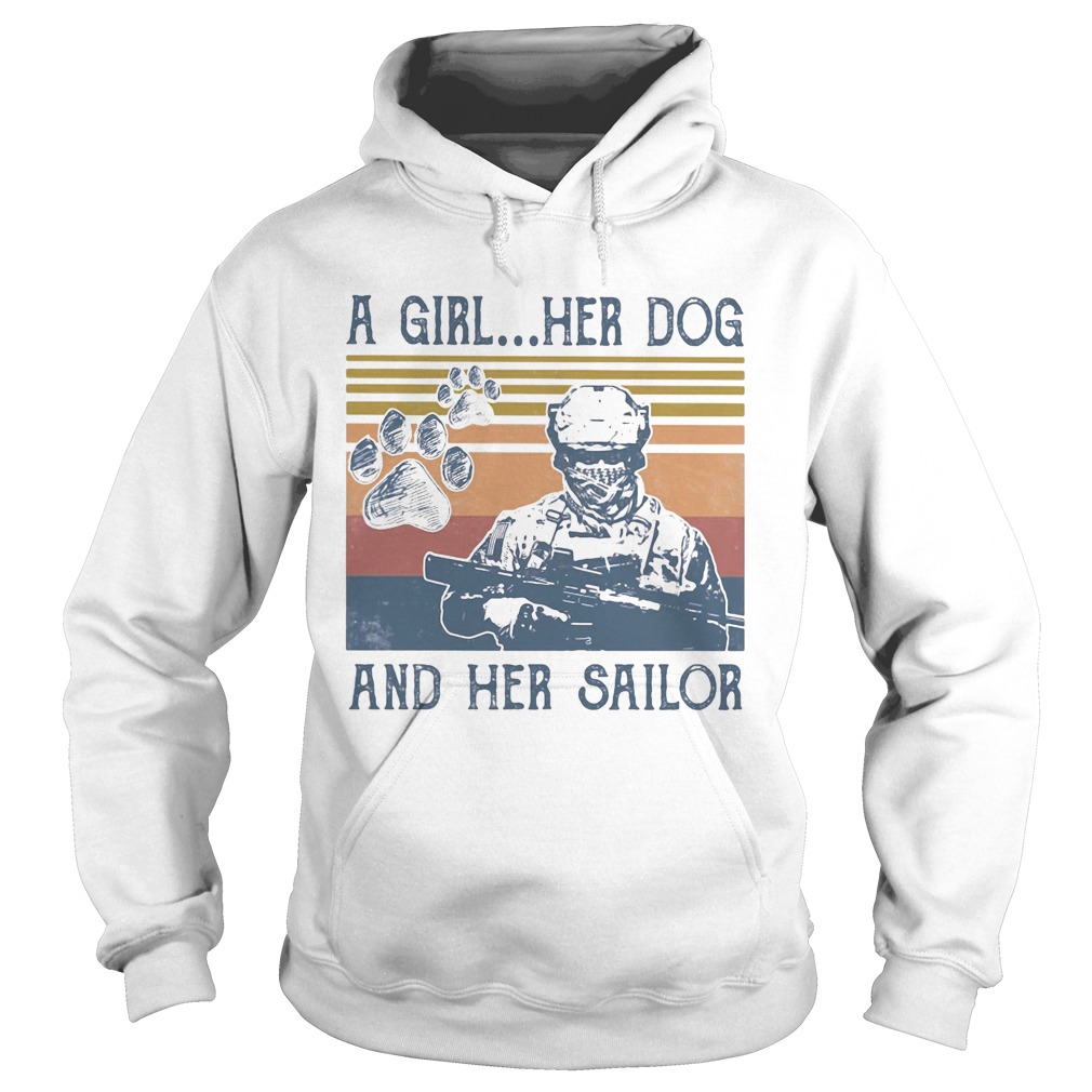 A girl her dog and her sailor footprint vintage retro Hoodie