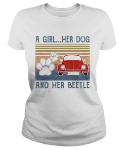 A girl her dog paw and her beetle vintage retro  Classic Ladies