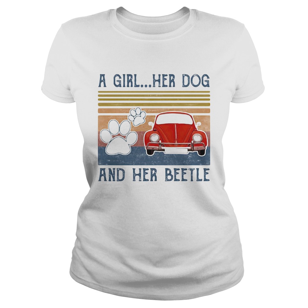 A girl her dog paw and her beetle vintage retro Classic Ladies