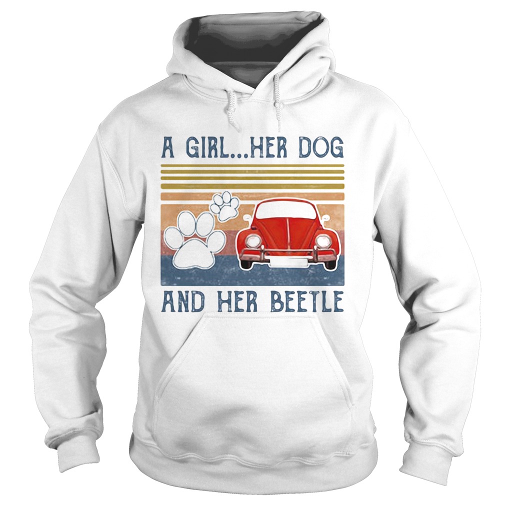 A girl her dog paw and her beetle vintage retro Hoodie